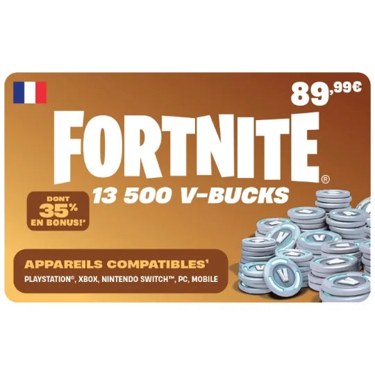 Fortnite Gift Card - 13 500 V-Bucks (crédit)