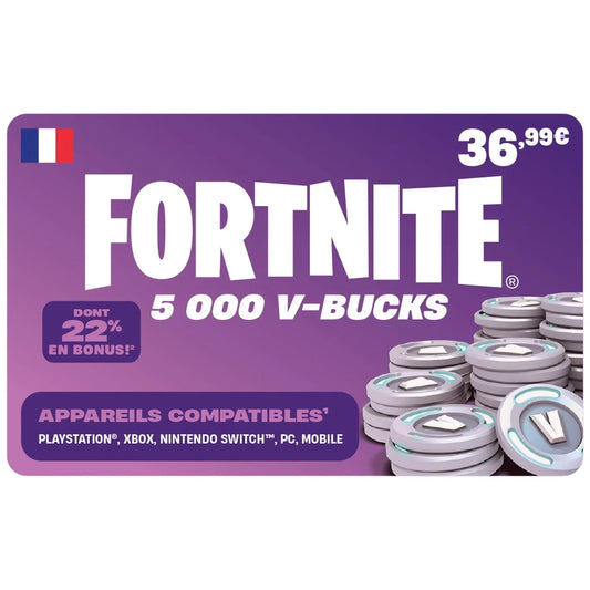 Fortnite Gift Card - 5 000 V-Bucks (crédit)